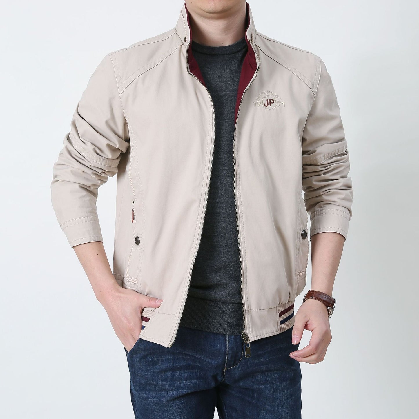 Veste réversible homme – Coupe standard – Tissu respirant – Col montant zippé