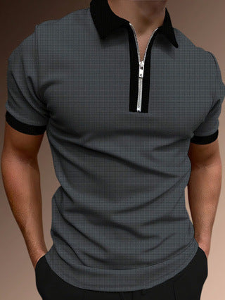 Polo homme – Coupe ajustée – Demi-zip moderne – Maille respirante texturée