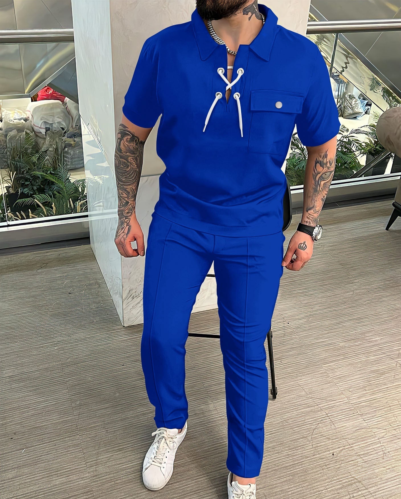 Ensemble Homme Chemise et Pantalon – Coupe Slim – Tissu Léger Respirant – Style Chic Décontracté