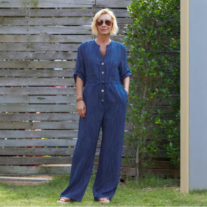 Combinaison Femme – Coupe Ample – Tissu Respirant – Taille Ajustable – Longue