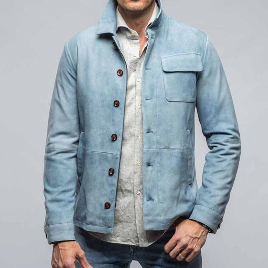 Veste homme en suédine – Coupe régulière – Fermeture boutonnée – Poche poitrine