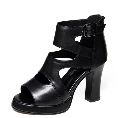Sandales à Talons Hauts Femme – Bout Ouvert – Design Découpé – Bride Cheville