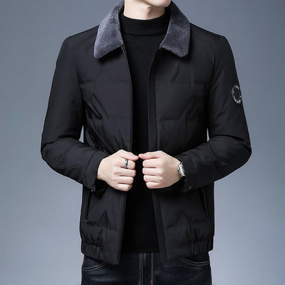 Veste matelassée homme – Coupe slim – Col fourrure amovible – Déperlante isolée
