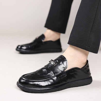 Mocassins homme – Cuir lisse – Enfilage facile – Semelle en caoutchouc – Style habillé