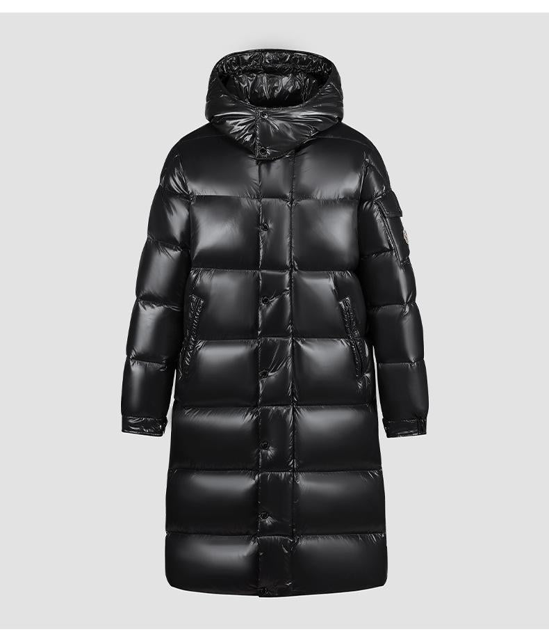 Manteau long femme – Duvet matelassé – Capuche – Finition brillante déperlante