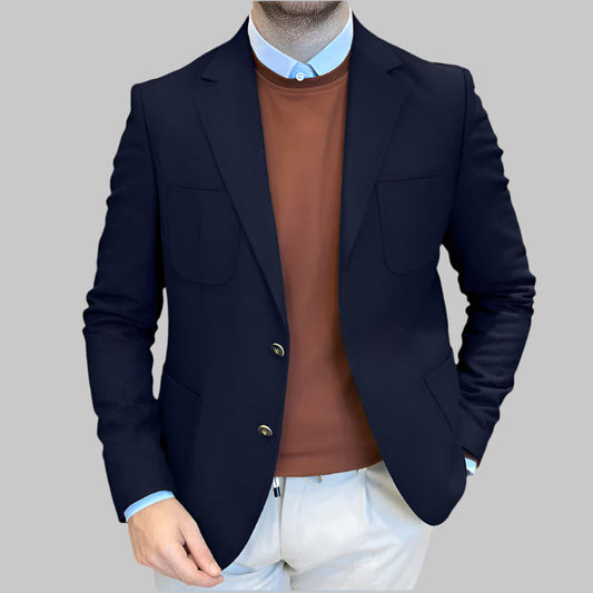 Blazer homme – Coupe cintrée – Laine – Croisé – Revers crantés – Longueur hanches