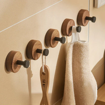 Crochet Mural Minimaliste en Bois et Métal