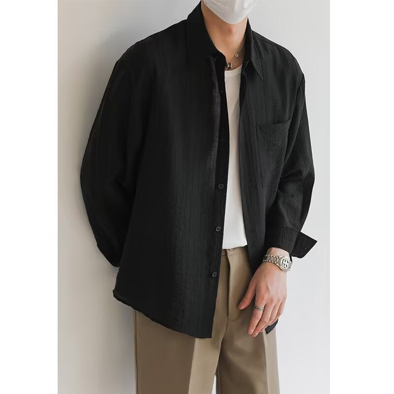 Chemise homme manches longues – Coupe décontractée – Tissu respirant – Col classique