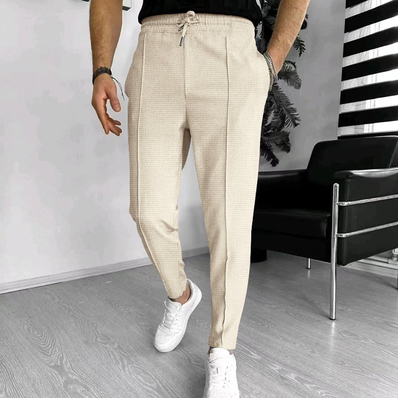 Pantalon homme – Coupe slim – Taille élastique avec cordon – Tissu stretch confortable