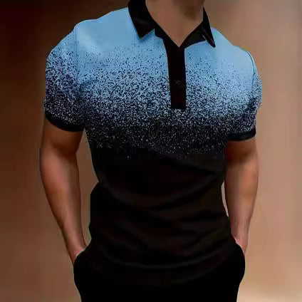 Polo homme – Coupe slim – Motif dégradé – Tissu respirant – Style décontracté