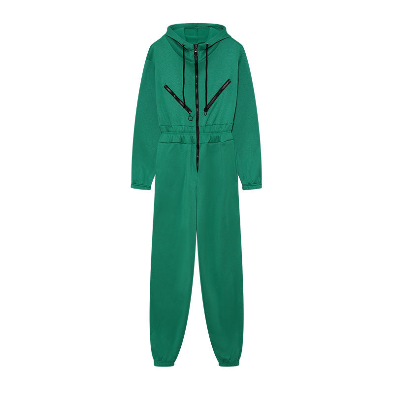 Combinaison femme – Coupe décontractée – Coton doux – Capuche – Fermeture zippée