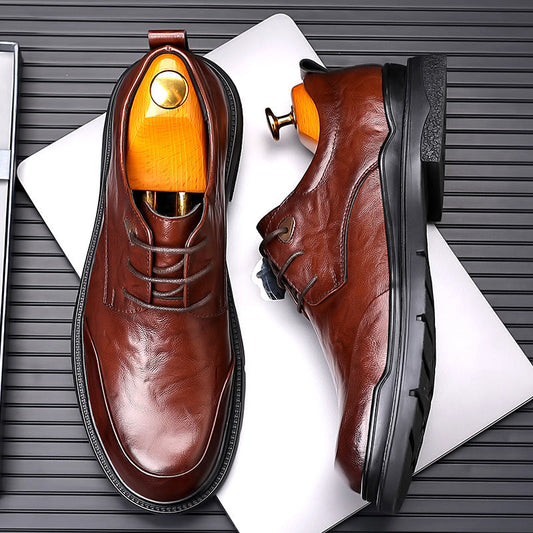 Chaussures habillées homme – Cuir brillant – Lacets – Bout rond – Semelle antidérapante