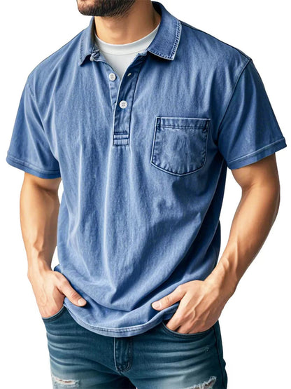 Polo homme – Coupe décontractée – Manches courtes – Tissu respirant – Col boutonné