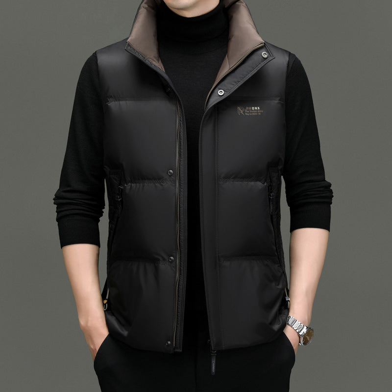 Gilet sans manches homme – Duvet léger – Coupe structurée – Col montant zippé