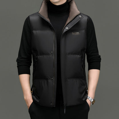 Gilet sans manches homme – Duvet léger – Coupe structurée – Col montant zippé