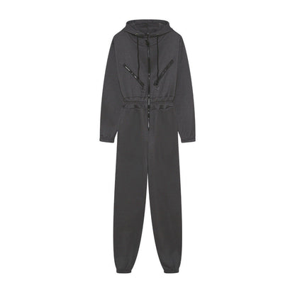 Combinaison femme – Coupe décontractée – Coton doux – Capuche – Fermeture zippée