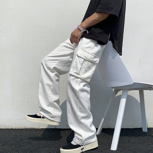 Pantalon cargo homme – Coton léger – Coupe décontractée – Poches utilitaires