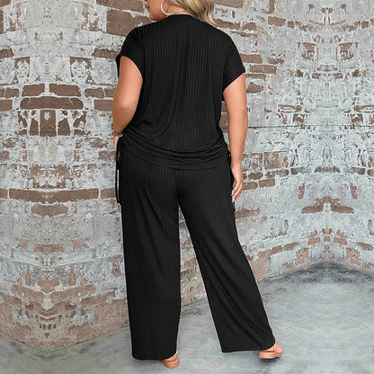 Ensemble deux pièces femme – Coupe décontractée – Pantalon large