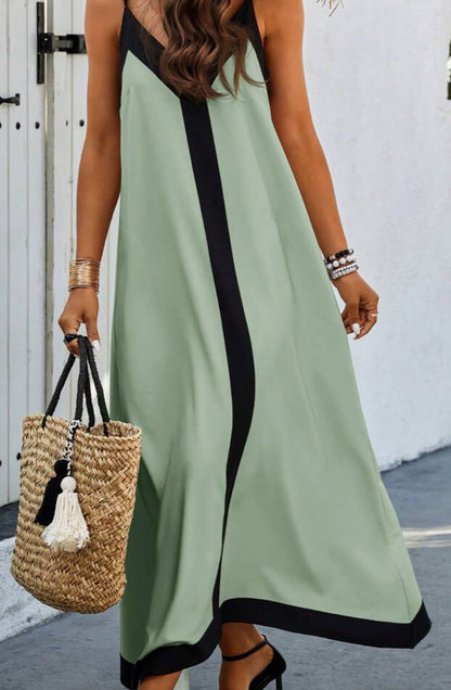 Robe midi femme – Tissu luxueux respirant – Coupe décontractée – Bretelles réglables