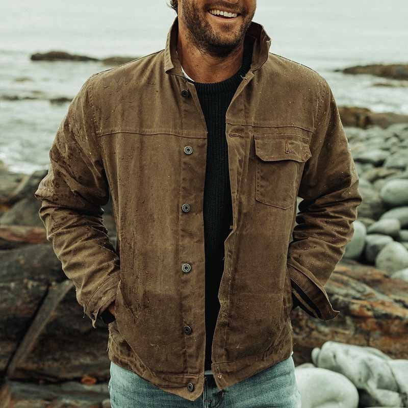 Veste utilitaire homme – 100 % coton épais – Coupe décontractée – Fermeture boutonnée
