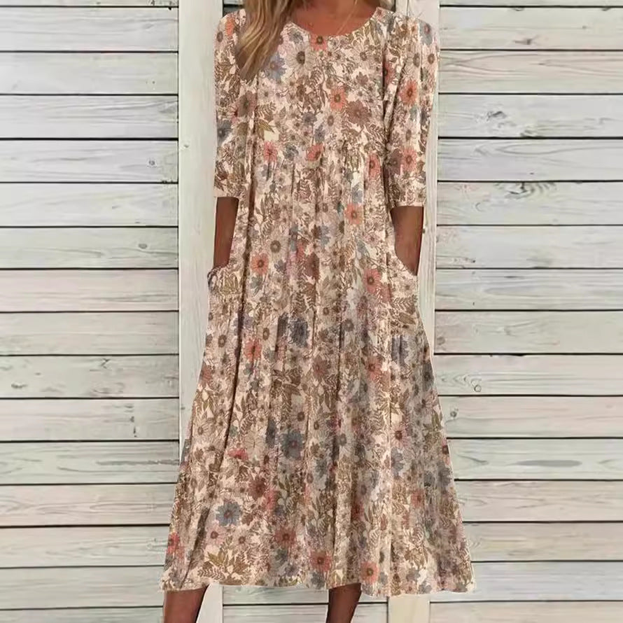 Lola - Robe mi-longue fleurie bohème