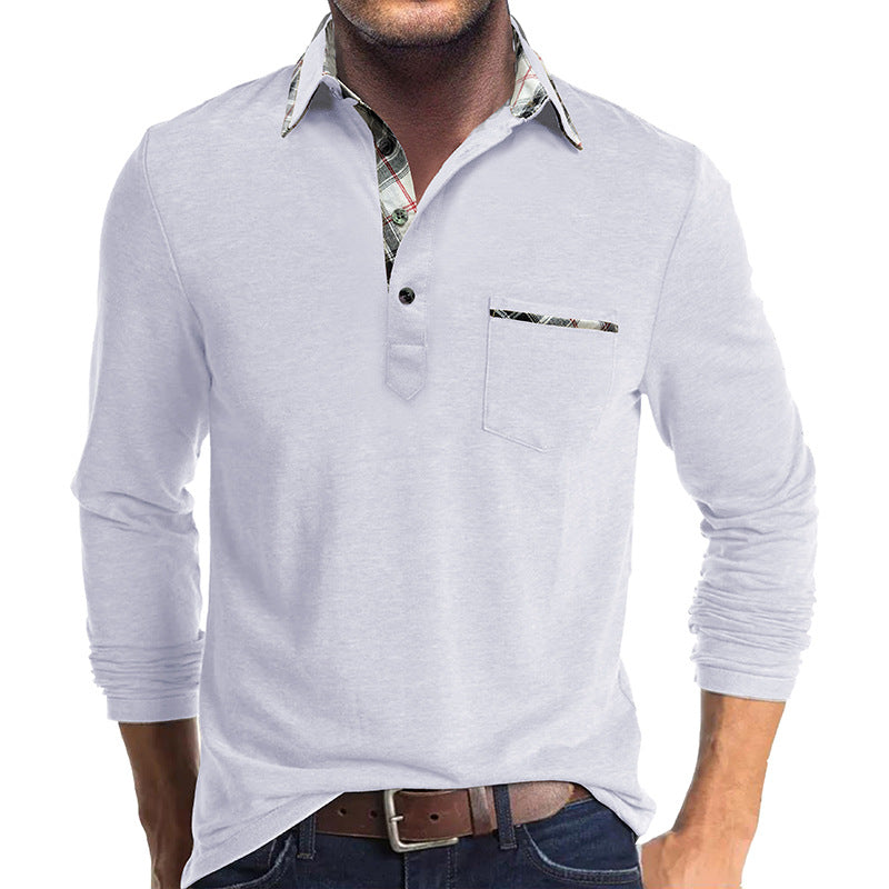 Chemise homme manches longues – Coupe droite – Coton – Détail carreaux – Boutonnée