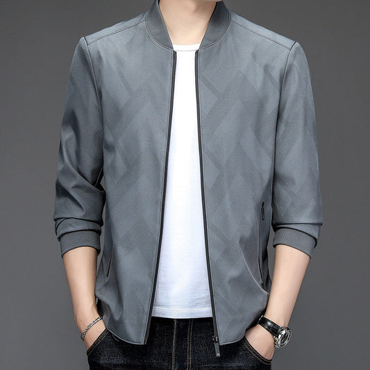 Veste homme – Coupe slim – Col baseball côtelé – Tissu léger respirant – Poches zippées