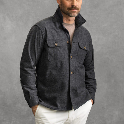 Veste homme – Coupe ajustée – Col montant – Poches poitrine – Style boutonné