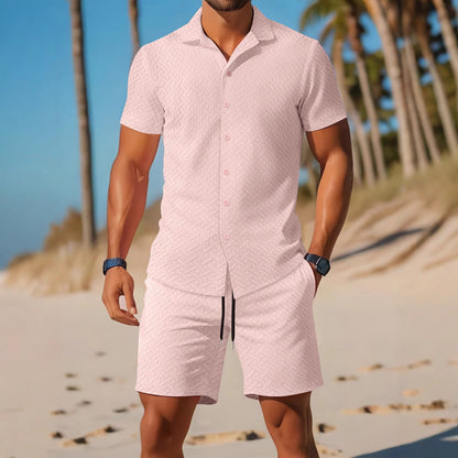 Ensemble Chemise et Short Homme – Coupe Slim – Texture Gaufrée – Tissu Respirant