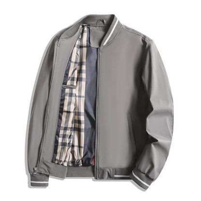 Veste homme – Coupe décontractée – Col et poignets côtelés – Fermeture zippée – Doublure à carreaux