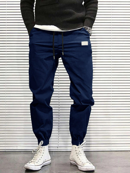 Pantalon cargo homme – Coupe décontractée – Taille élastique – Jambes fuselées – Multipoches