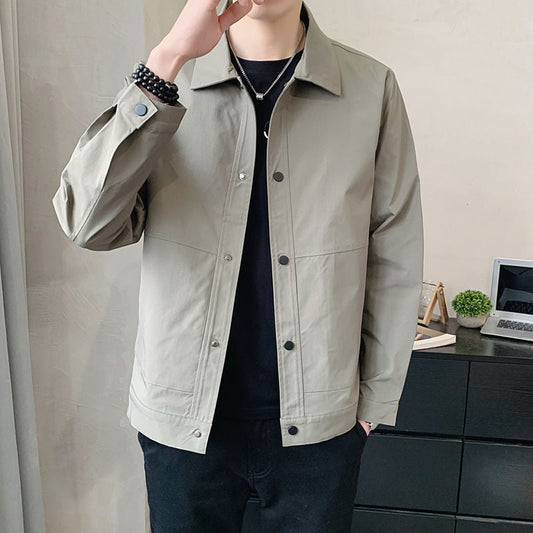 Veste décontractée homme – Coupe décontractée – Coton mélangé – Boutons-pression – Col classique