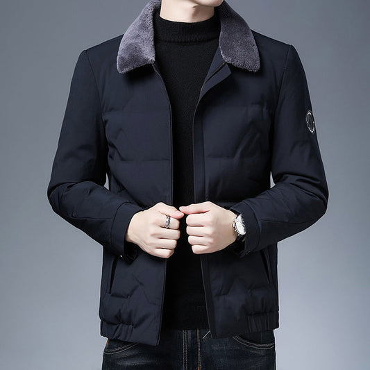 Veste matelassée homme – Coupe slim – Col fourrure amovible – Déperlante isolée