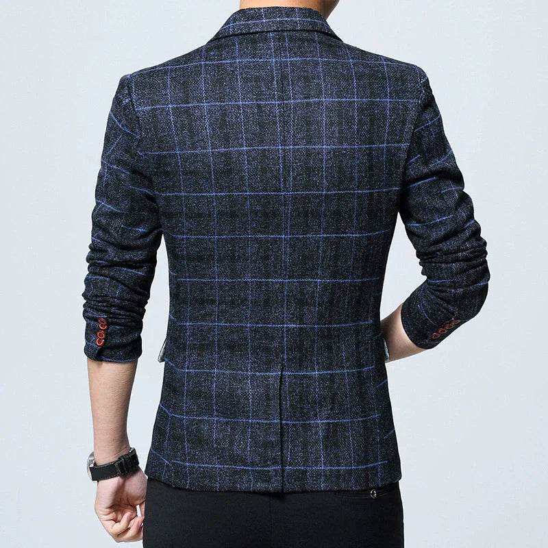 Blazer homme – Coupe moderne – Laine mélangée – Motif à grands carreaux – Col cranté