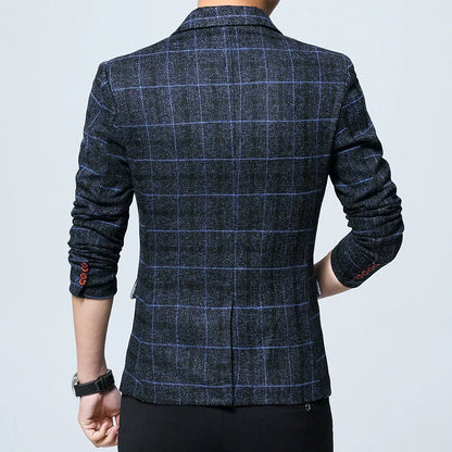 Blazer homme – Coupe moderne – Laine mélangée – Motif à grands carreaux – Col cranté