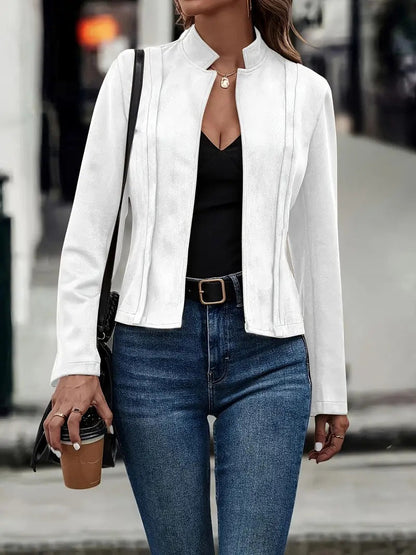 Veste femme – Coupe slim – Laine mélangée – Col droit – Ouverture sans fermeture
