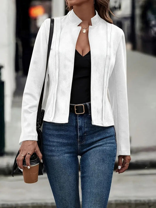 Veste femme – Coupe slim – Laine mélangée – Col droit – Ouverture sans fermeture