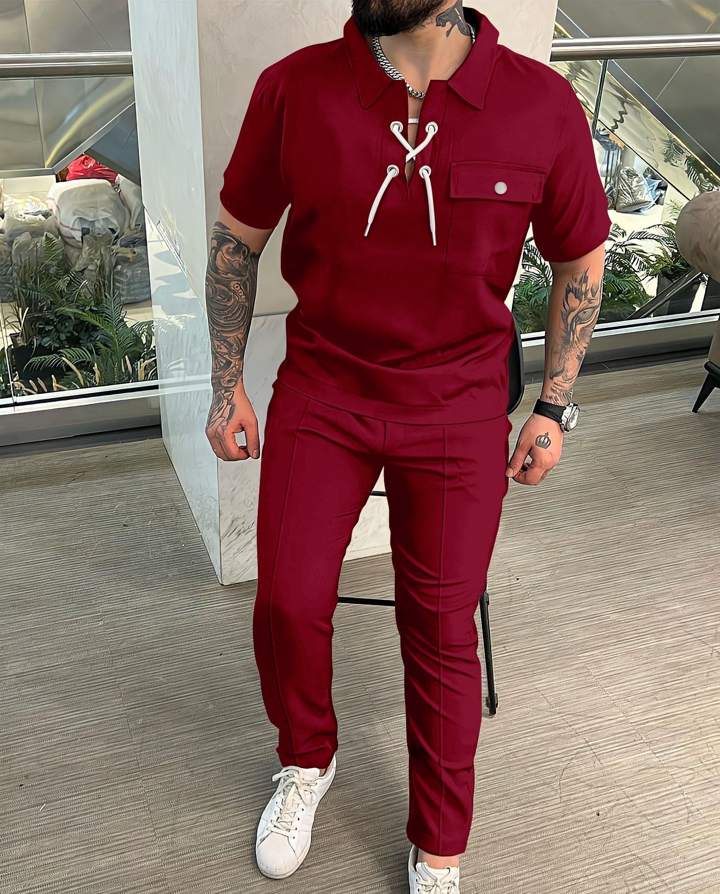 Ensemble Homme Chemise et Pantalon – Coupe Slim – Tissu Léger Respirant – Style Chic Décontracté