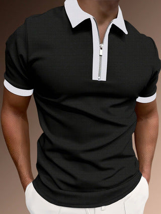 Polo homme – Coupe ajustée – Demi-zip moderne – Maille respirante texturée