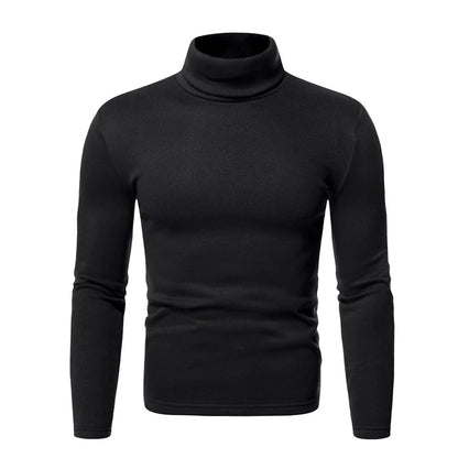 T-shirt col roulé homme – Coupe ajustée – Tissu stretch doux – Manches longues