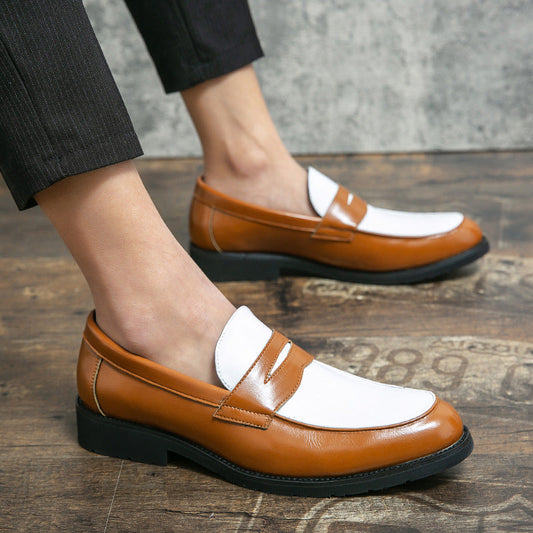 Mocassins homme – Cuir lisse – Semelle en caoutchouc – Style penny bimatière