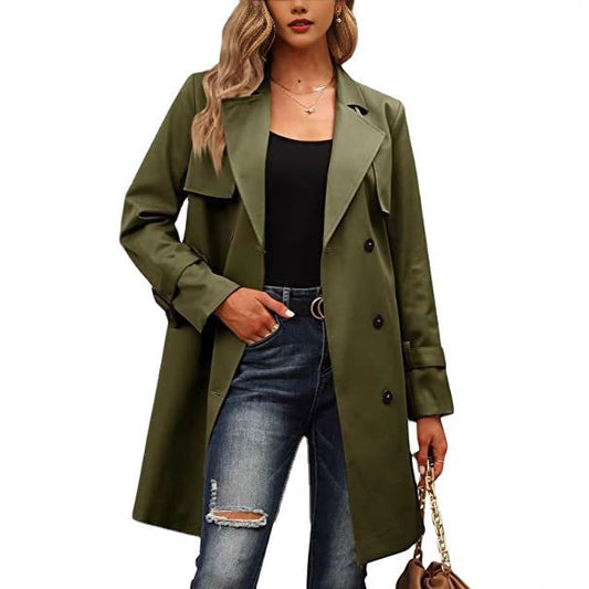 Manteau long femme – Coupe cintrée – Laine – Double boutonnage – Style formel