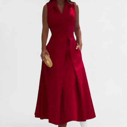 Robe midi femme – Coupe ajustée évasée – Décolleté en V – Tissu respirant doux