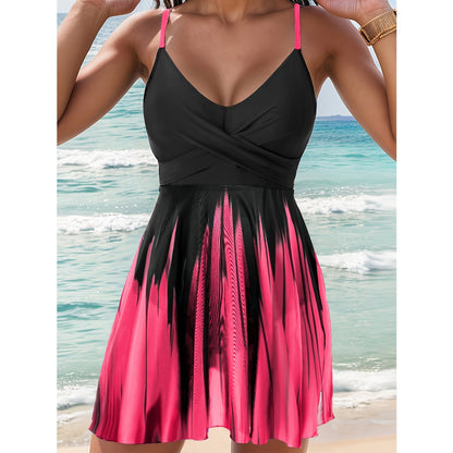 Robe de bain femme – Coupe évasée – Bretelles réglables – Décolleté croisé