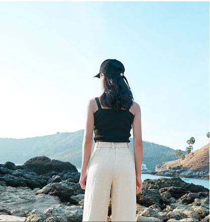 Pantalon Large Femme - Lin Léger - Taille Élastique - Confort Chic et Respirant