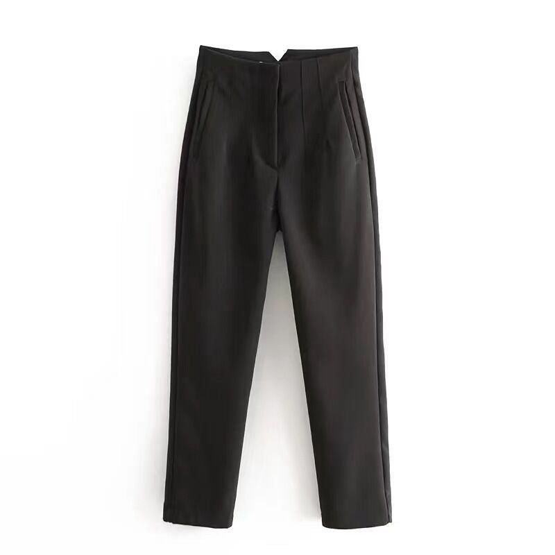 Pantalon Femme - Taille Haute - Coupe Ajustée - Pinces Élégantes - Tissu Léger Respirant