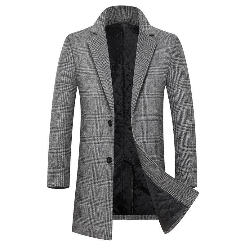 Manteau homme – Coupe slim – Laine mélangée – Motif carreaux – Doublure matelassée