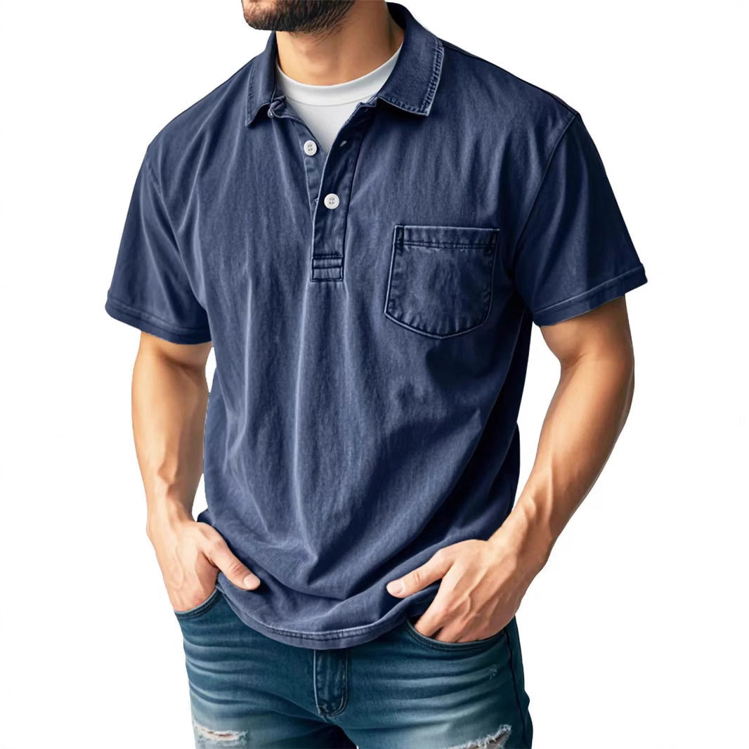 Polo homme – Coupe décontractée – Manches courtes – Tissu respirant – Col boutonné