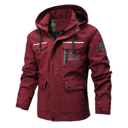 Veste coupe-vent homme – Capuche doublée – Coupe structurée – Poches multiples