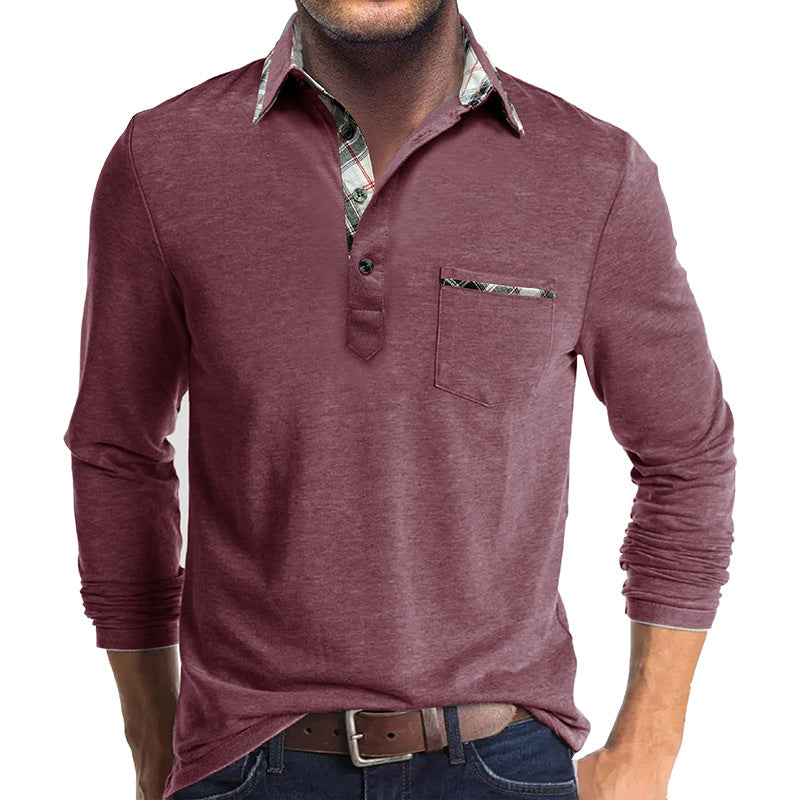 Chemise homme manches longues – Coupe droite – Coton – Détail carreaux – Boutonnée